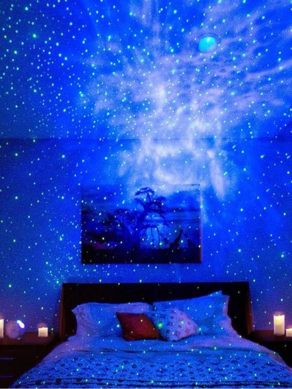 Star Projector Night Light - Blue with Green Stars
